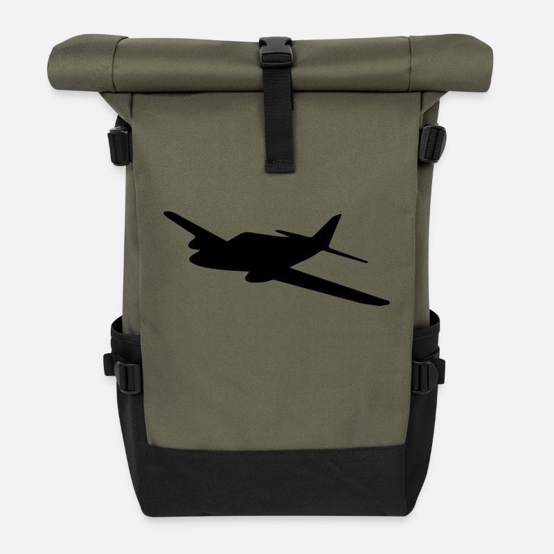 Leichtflugzeug - Rolltop Rucksack - Olive/Schwarz