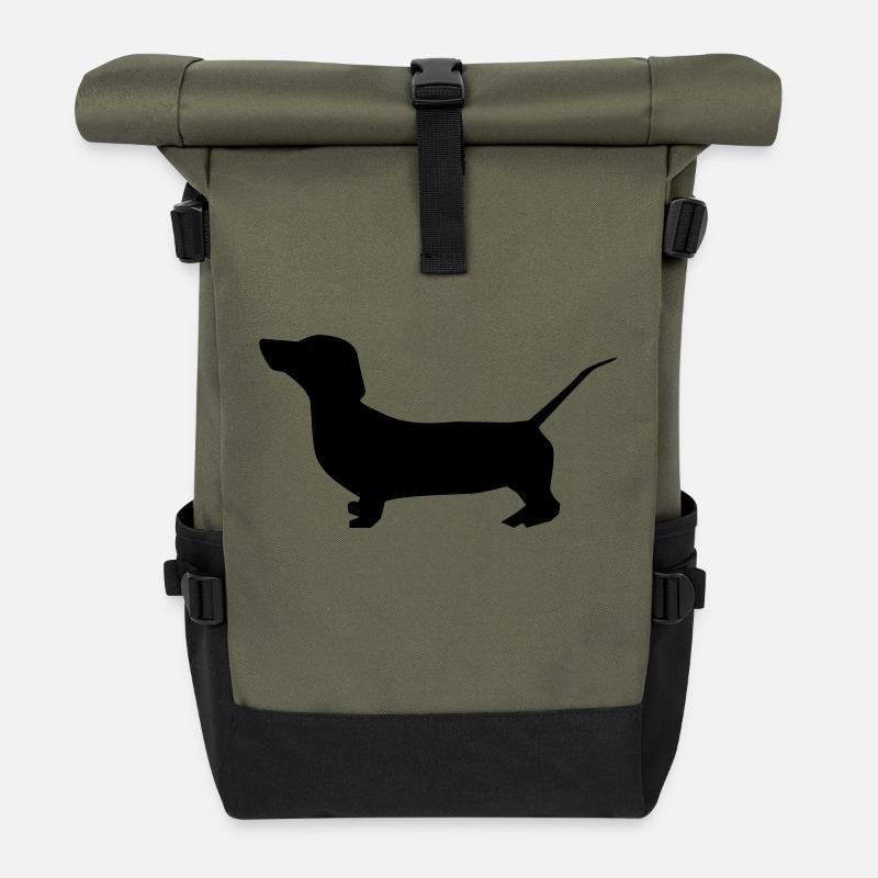 dog dackel - Rolltop Rucksack - Olive/Schwarz