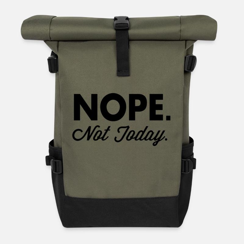 Nope Not Today - Rolltop Rucksack - Olive/Schwarz