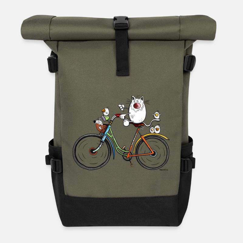 Chat à vélo - Sac à dos roll top - olive/noir