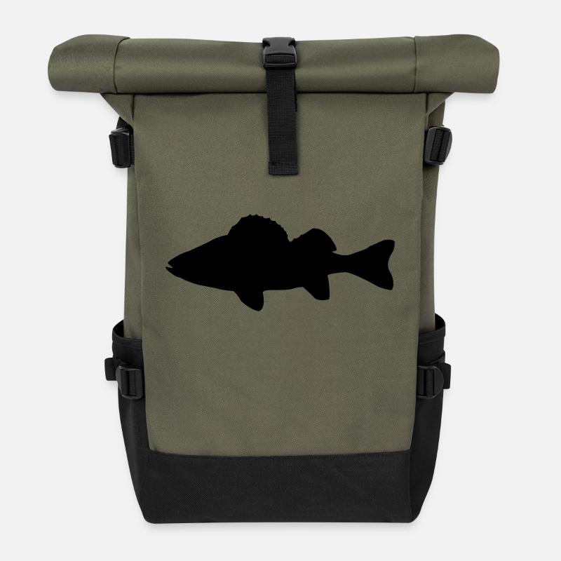 barsch fisch silhouette - Rolltop Rucksack - Olive/Schwarz