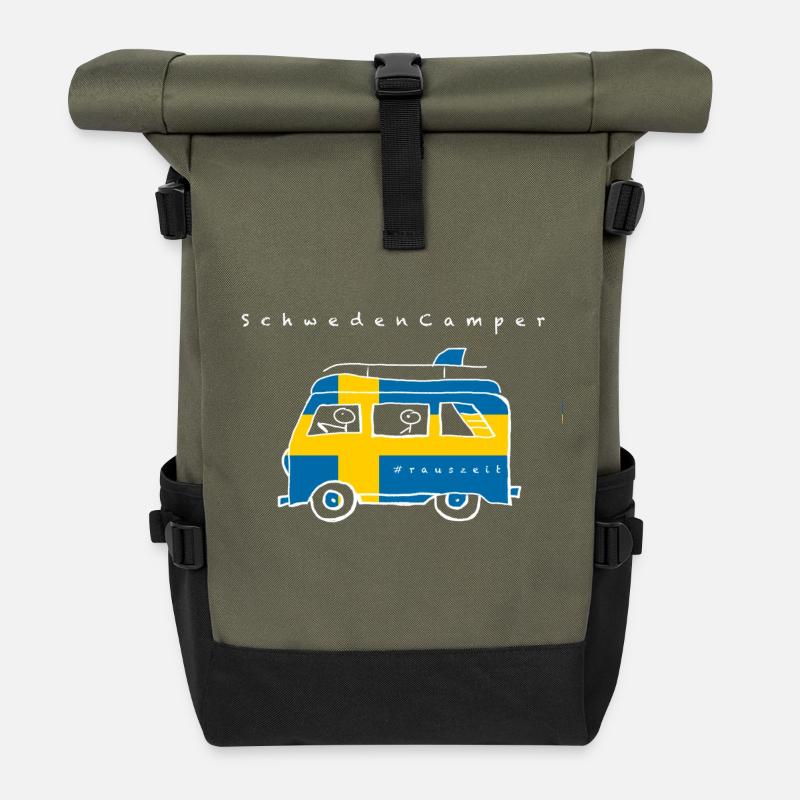 Schweden Camper - Rolltop Rucksack - Olive/Schwarz