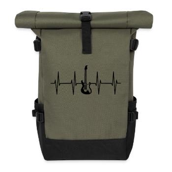 Gitarre Herzschlag - Rolltop Rucksack - Olive/Schwarz - Vorne