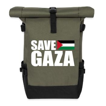 Save gaza - Rolltop Rucksack - Olive/Schwarz - Vorne