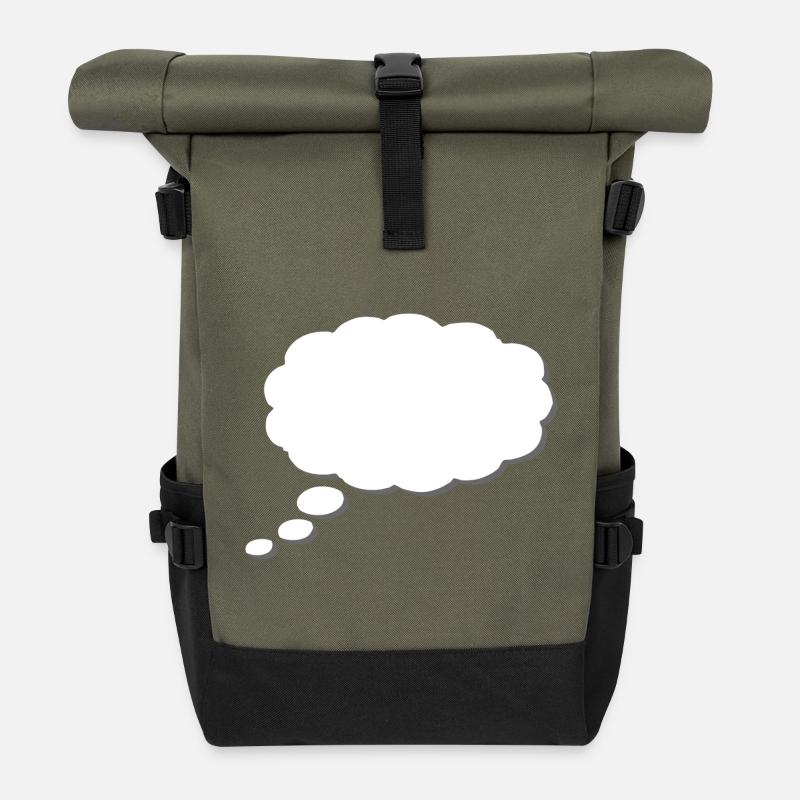 Nuage de pensée, Thinkbubble. Pour personnaliser - Sac à dos roll top - olive/noir