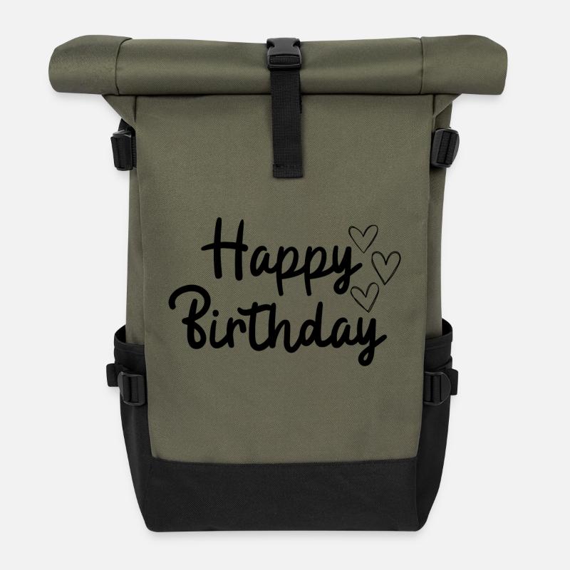 Happy birthday - Rolltop Rucksack - Olive/Schwarz