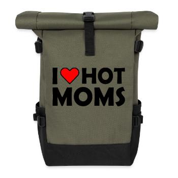 I love hot moms - Rolltop Rucksack - Olive/Schwarz - Vorne