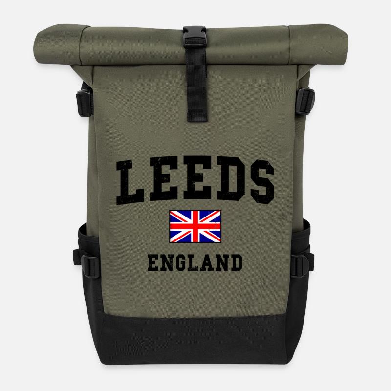 Leeds England Flag Design - Roll Top Backpack - olive/black