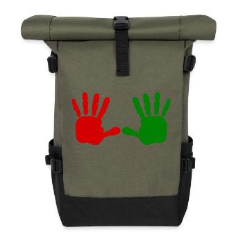 Iran - Iran - Rote hand - blut hand - Rolltop Rucksack - Olive/Schwarz - Vorne