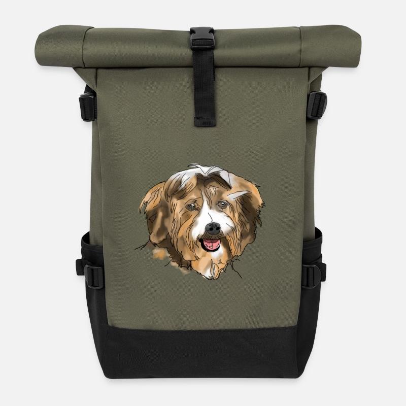 Havanese - Roll Top Backpack - olive/black