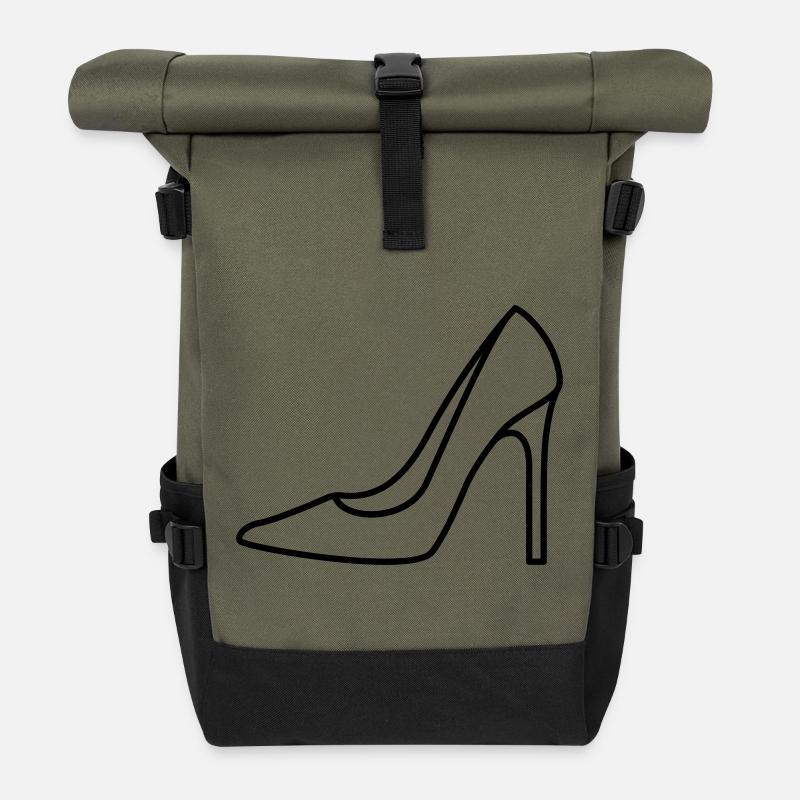 High Heel Icon Shoe Women Women Contour Customizable - Roll Top Backpack - olive/black