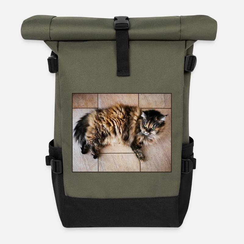 Chaton - Sac à dos roll top - olive/noir