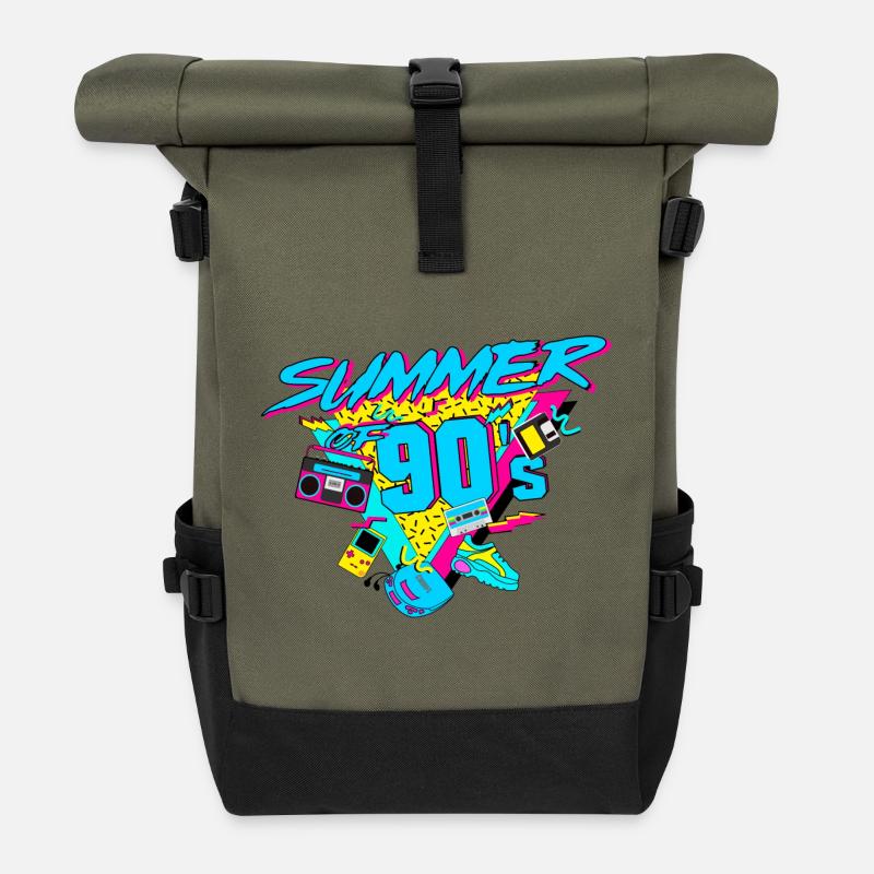 Summer of 90s Retro - Rolltop Rucksack - Olive/Schwarz