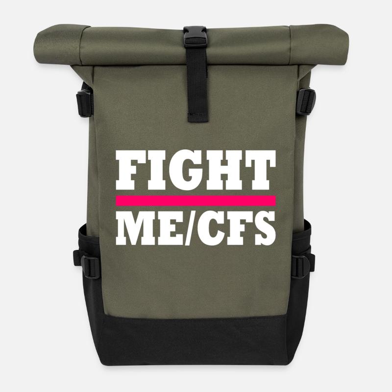 Me/cfs - fight me/cfs - Rolltop Rucksack - Olive/Schwarz