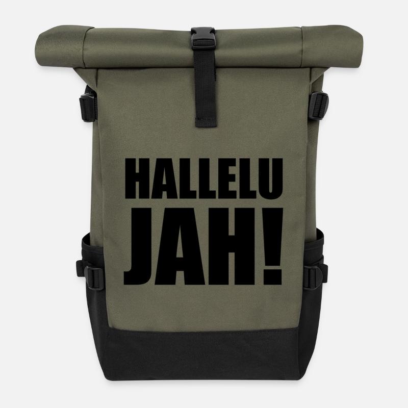 Hallelu Jah schwarz - Rolltop Rucksack - Olive/Schwarz