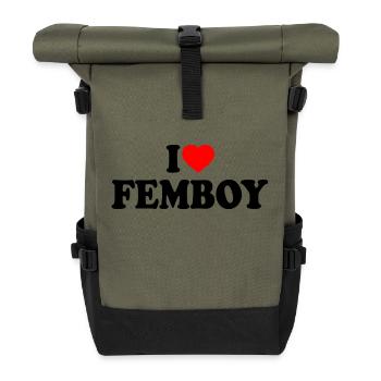 I love femboy - Rolltop Rucksack - Olive/Schwarz - Vorne