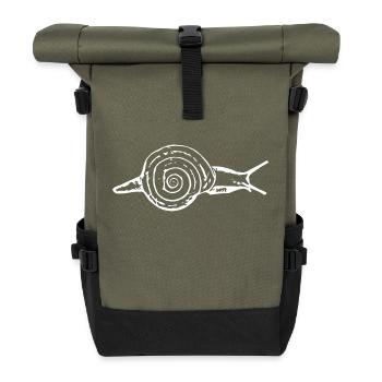 Snail, vineyard snail white - Roll Top Backpack - olive/black - Front
