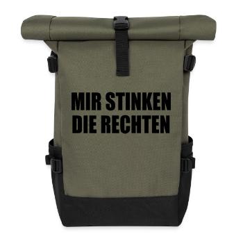 mir stinken die rechten - Rolltop Rucksack - Olive/Schwarz - Vorne