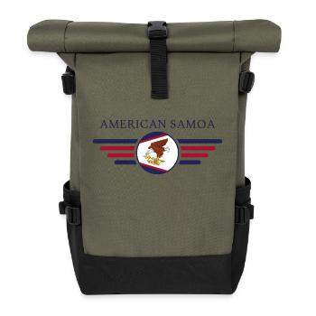 American Samoa, Elegance Style Design T-Shirt - Roll Top Backpack - olive/black - Front