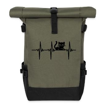 Heartbeat for cuddly cats - Roll Top Backpack - olive/black - Front