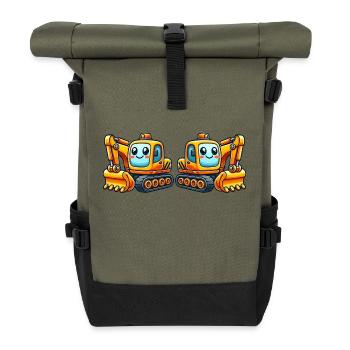 Excavator Comic - Roll Top Backpack - olive/black - Front