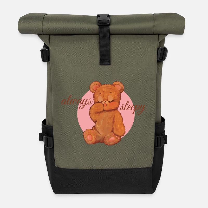 Always Sleepy Bärchen - Rolltop Rucksack - Olive/Schwarz