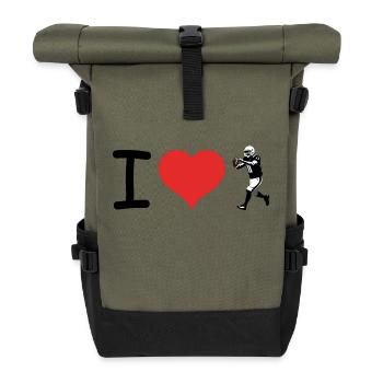 I love American Football - Bâton de sport auquel on peut s’identifier - Sac à dos roll top - olive/noir - Devant