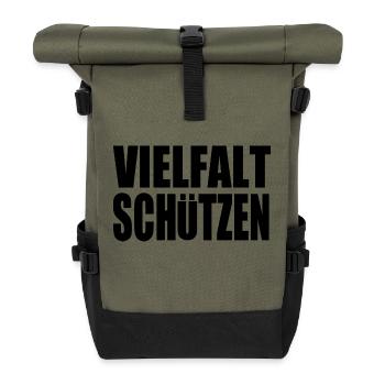 vielfalt schützen - Rolltop Rucksack - Olive/Schwarz - Vorne