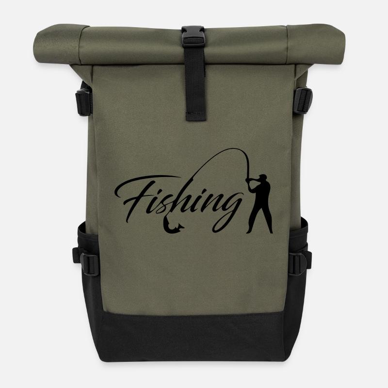 Angeln - Rolltop Rucksack - Olive/Schwarz
