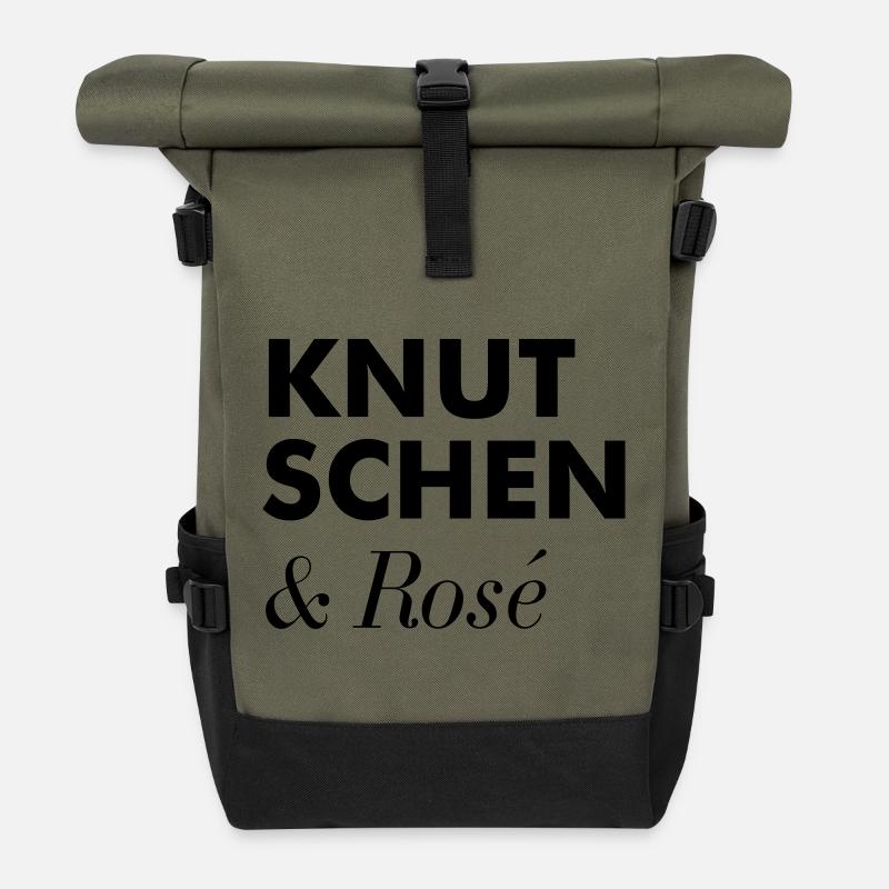 Knutschen Rosé Sommer Tshirt - Rolltop Rucksack - Olive/Schwarz