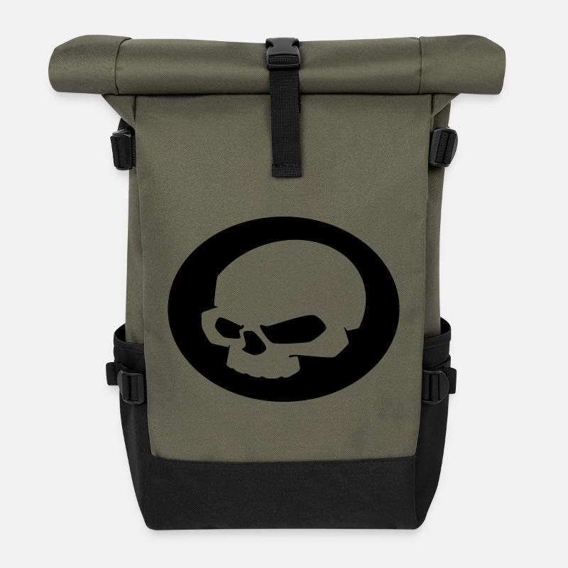 Crâne - Sac à dos roll top - olive/noir