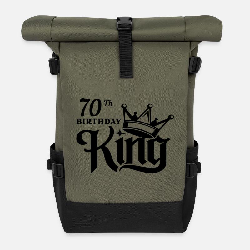 70th Birthday king - Roll Top Backpack - olive/black