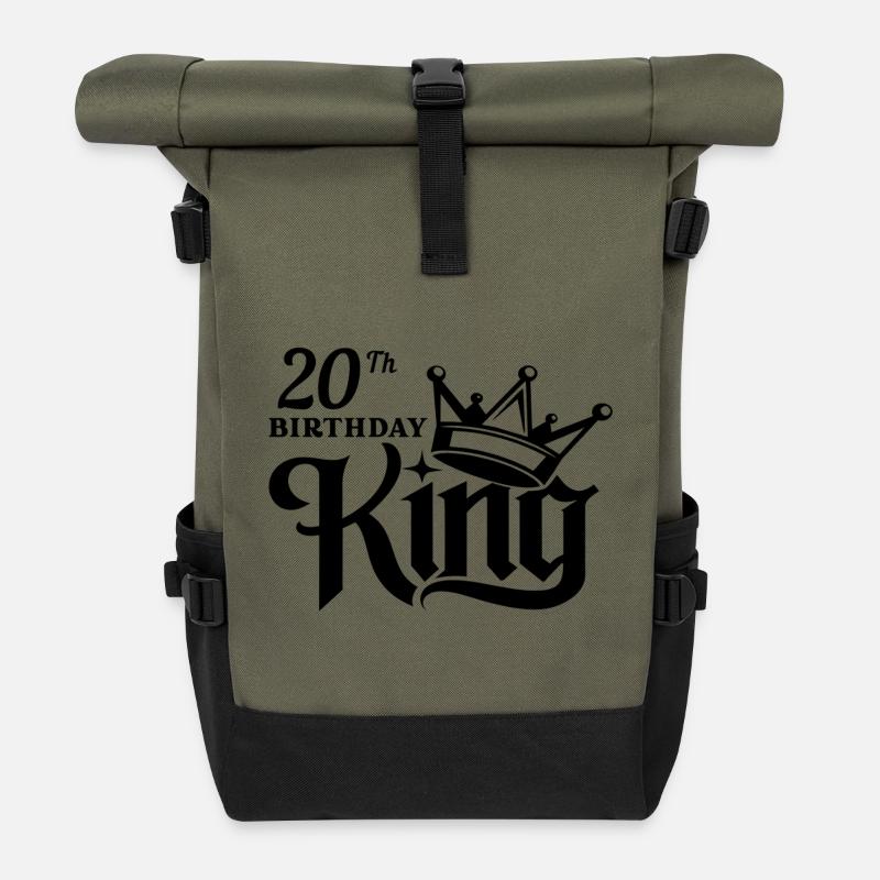 20th Birthday king - Roll Top Backpack - olive/black