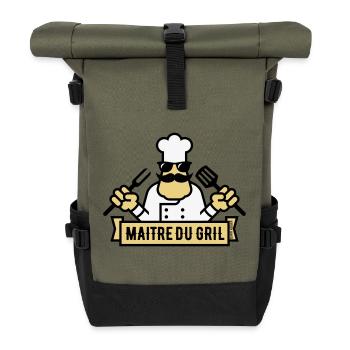 Maître Du Gril (Griller / Barbecue / BBQ / 3C) - Sac à dos roll top - olive/noir - Devant