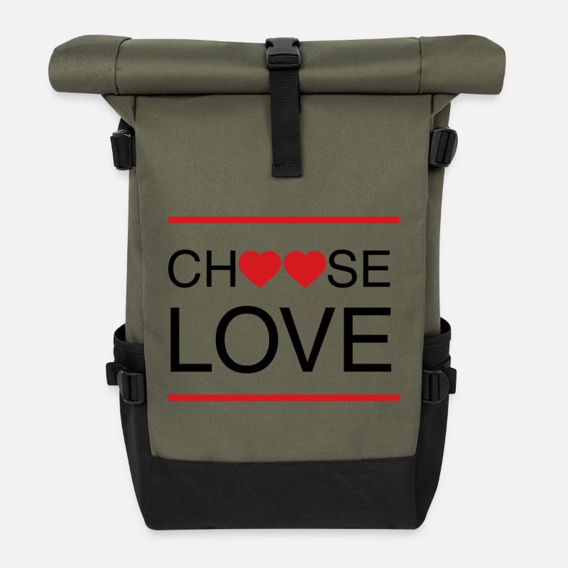 ChoisisAimer - Sac à dos roll top - olive/noir