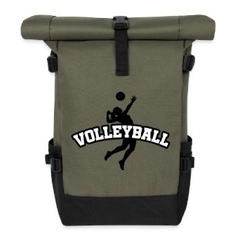 Volleyball Verein Sport - Rolltop Rucksack - Olive/Schwarz - Vorne