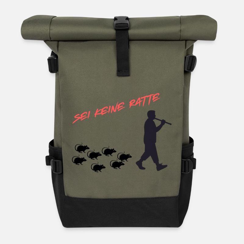 Don't Be a Rat – Courage to Be Honest - Roll Top Backpack - olive/black