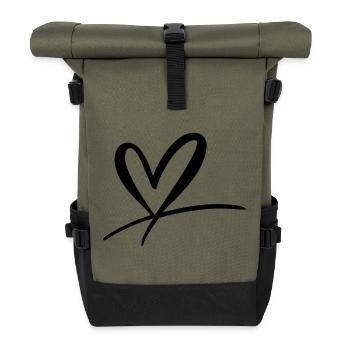 Herz - Rolltop Rucksack - Olive/Schwarz - Vorne