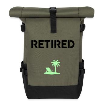 Retired Pension Palm Tree Beach - Roll Top Backpack - olive/black - Front