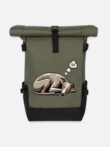 Whippet Windhund Whippets Windhundbesitzer - Rolltop Rucksack - Olive/Schwarz