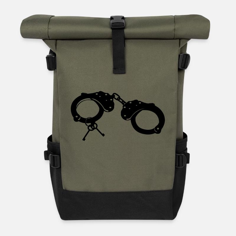 Handschellen - Junggesellenabschied - Rolltop Rucksack - Olive/Schwarz