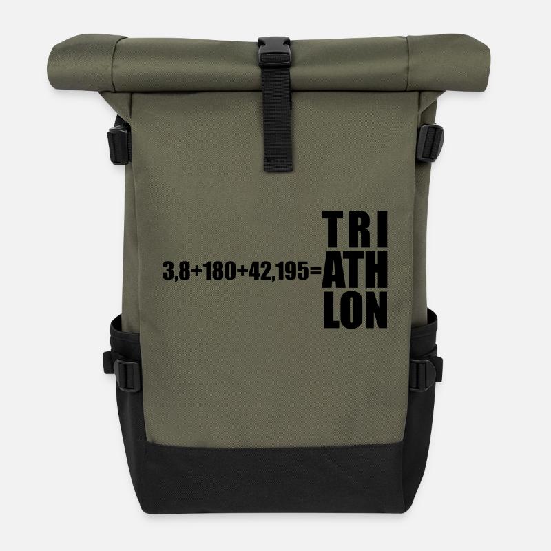 Triathlon Swim Bike Run - Rolltop Rucksack - Olive/Schwarz