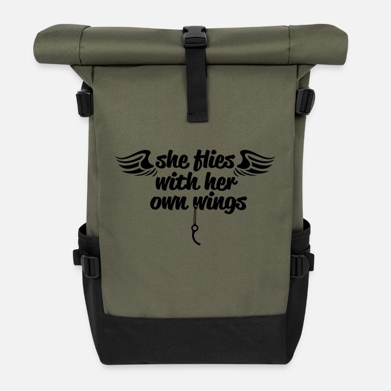 She flees ... - Roll Top Backpack - olive/black