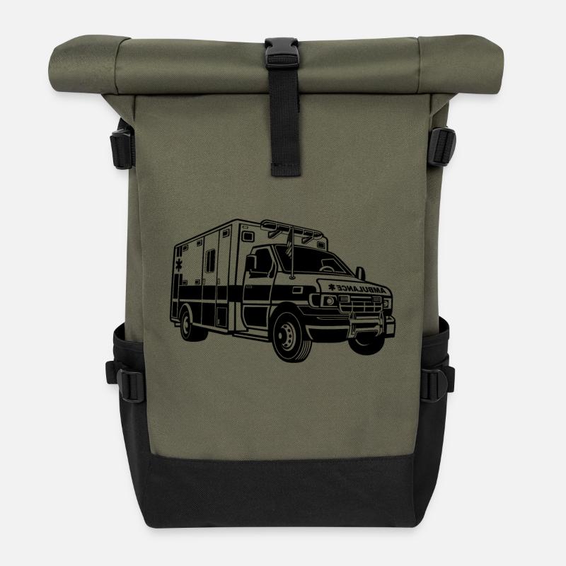 Ambulance / Ambulance 01_schwarz - Sac à dos roll top - olive/noir