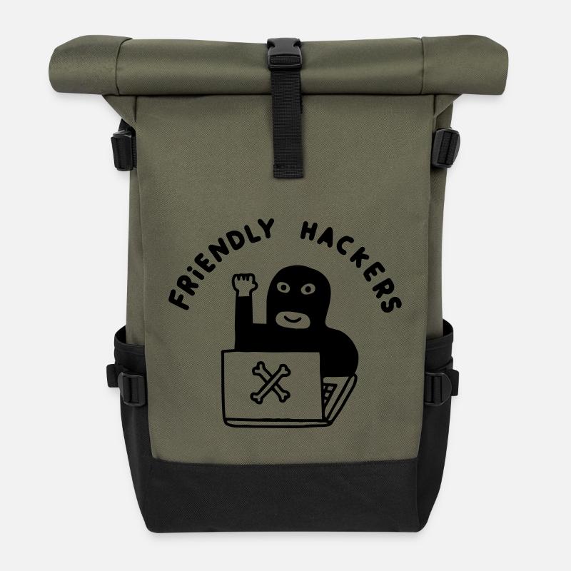 Friendly Hackers Club - Rolltop Rucksack - Olive/Schwarz