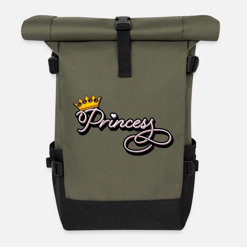 Princess - Das Prinzessinendesign - Rolltop Rucksack - Olive/Schwarz