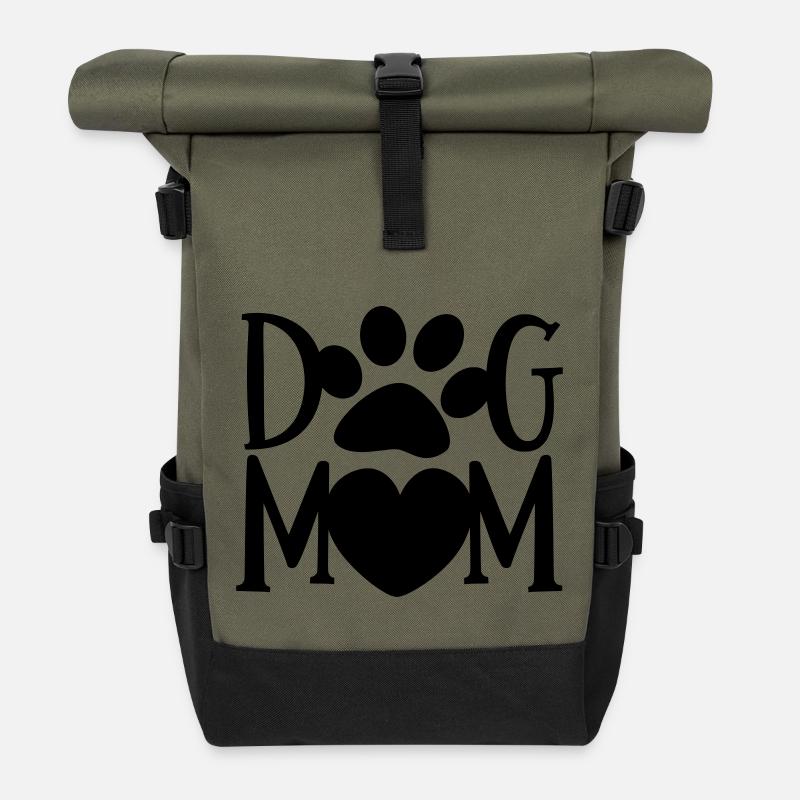 Dog Mom - Roll Top Backpack - olive/black