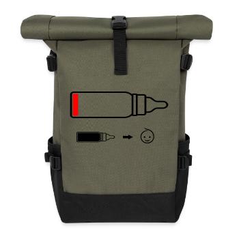 Bébé batterie ou biberon vide - Sac à dos roll top - olive/noir - Devant