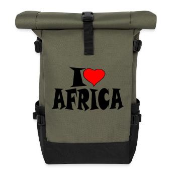 Africa - I Love Africa - I love Africa - Roll Top Backpack - olive/black - Front