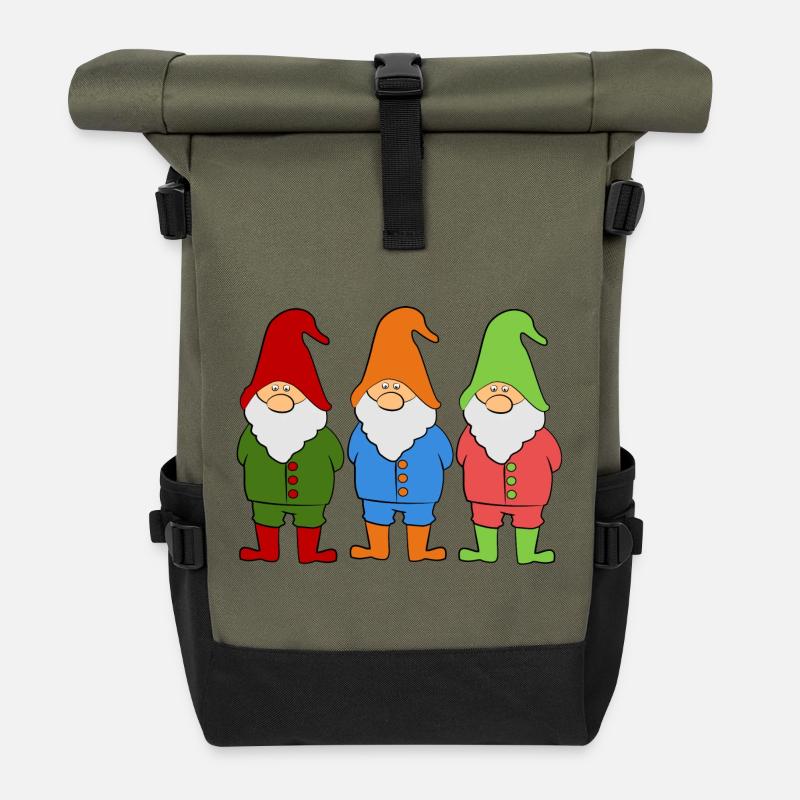Wichtel Zwerge - Rolltop Rucksack - Olive/Schwarz